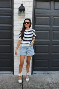 Navy and White Top