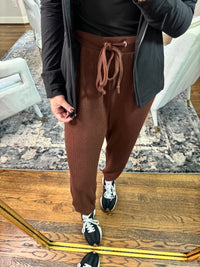 Brown Ribbed Joggers