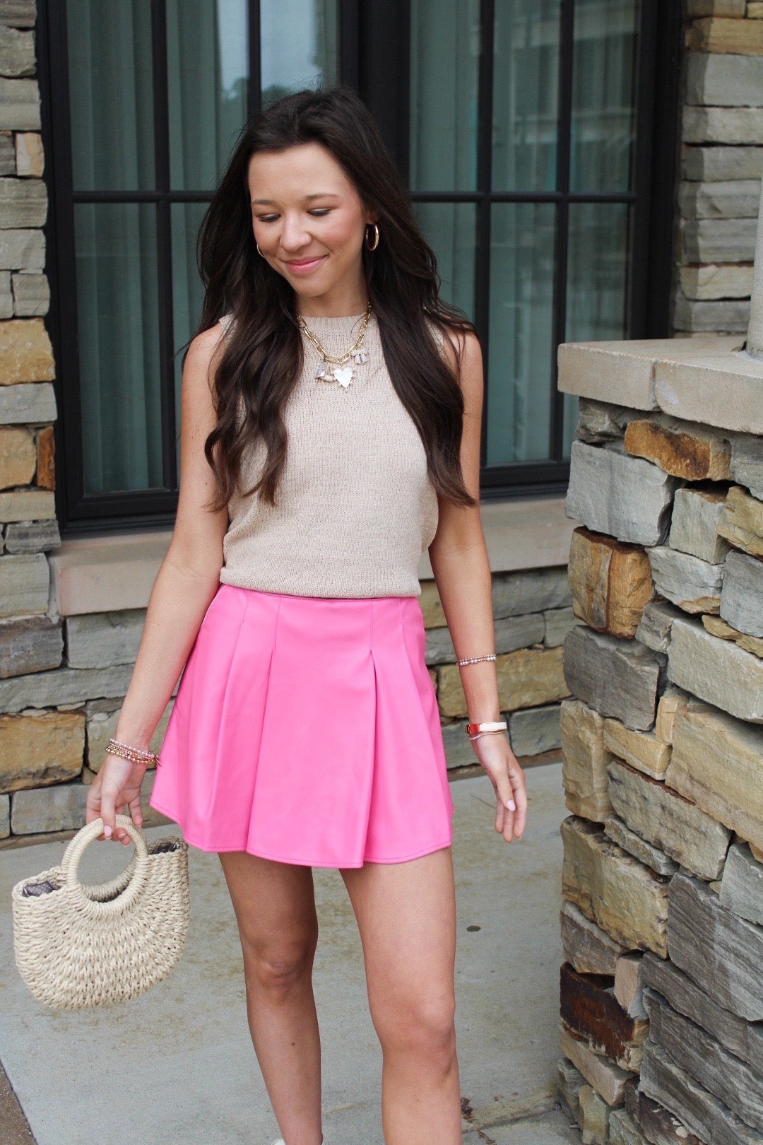 Pretty in pink leather Skirt