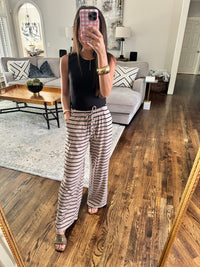 Ribbed Black & Mocha Pants