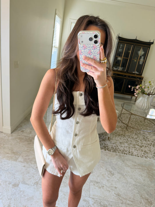 White Denim Romper