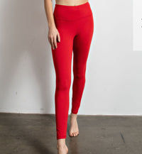 Red Full Length Leggings