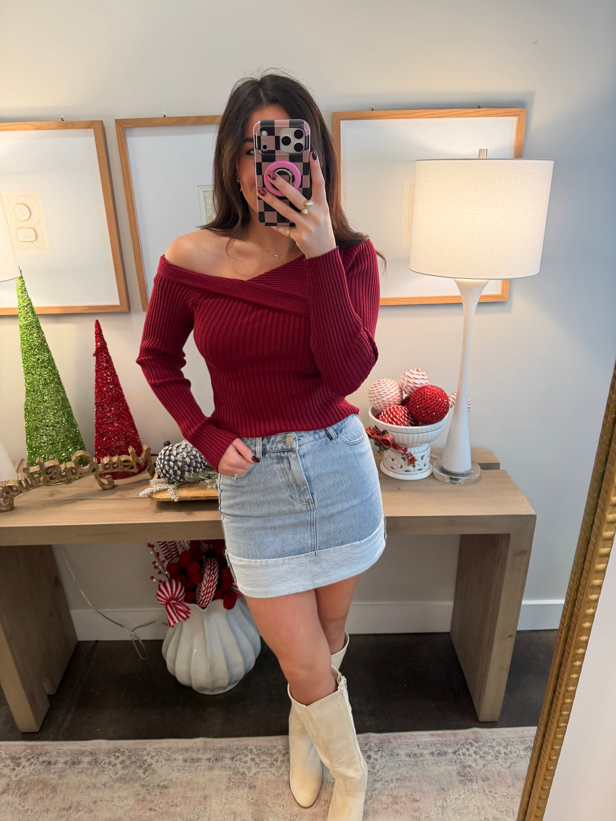 Red Ribbed Top