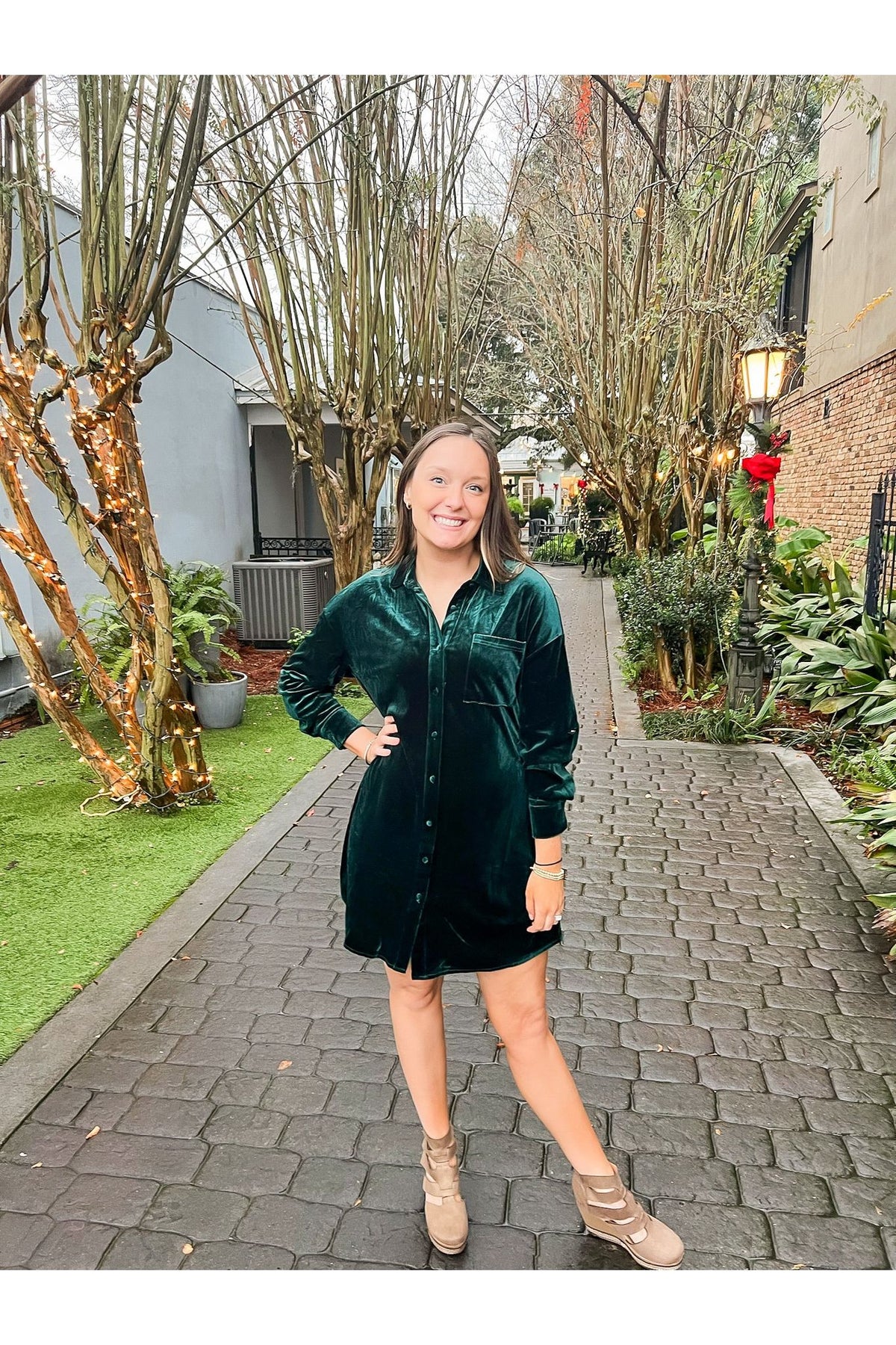 Velvet Green Mini Dress