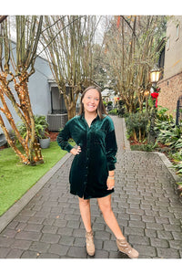 Velvet Green Mini Dress