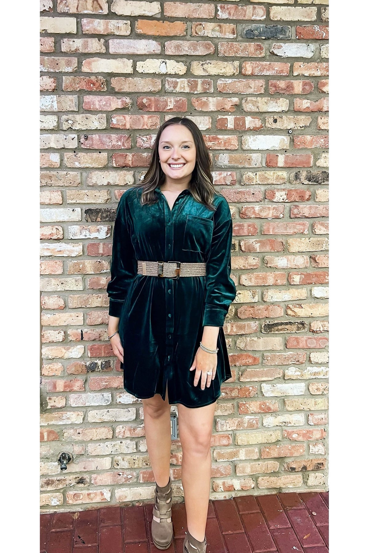 Velvet Green Mini Dress