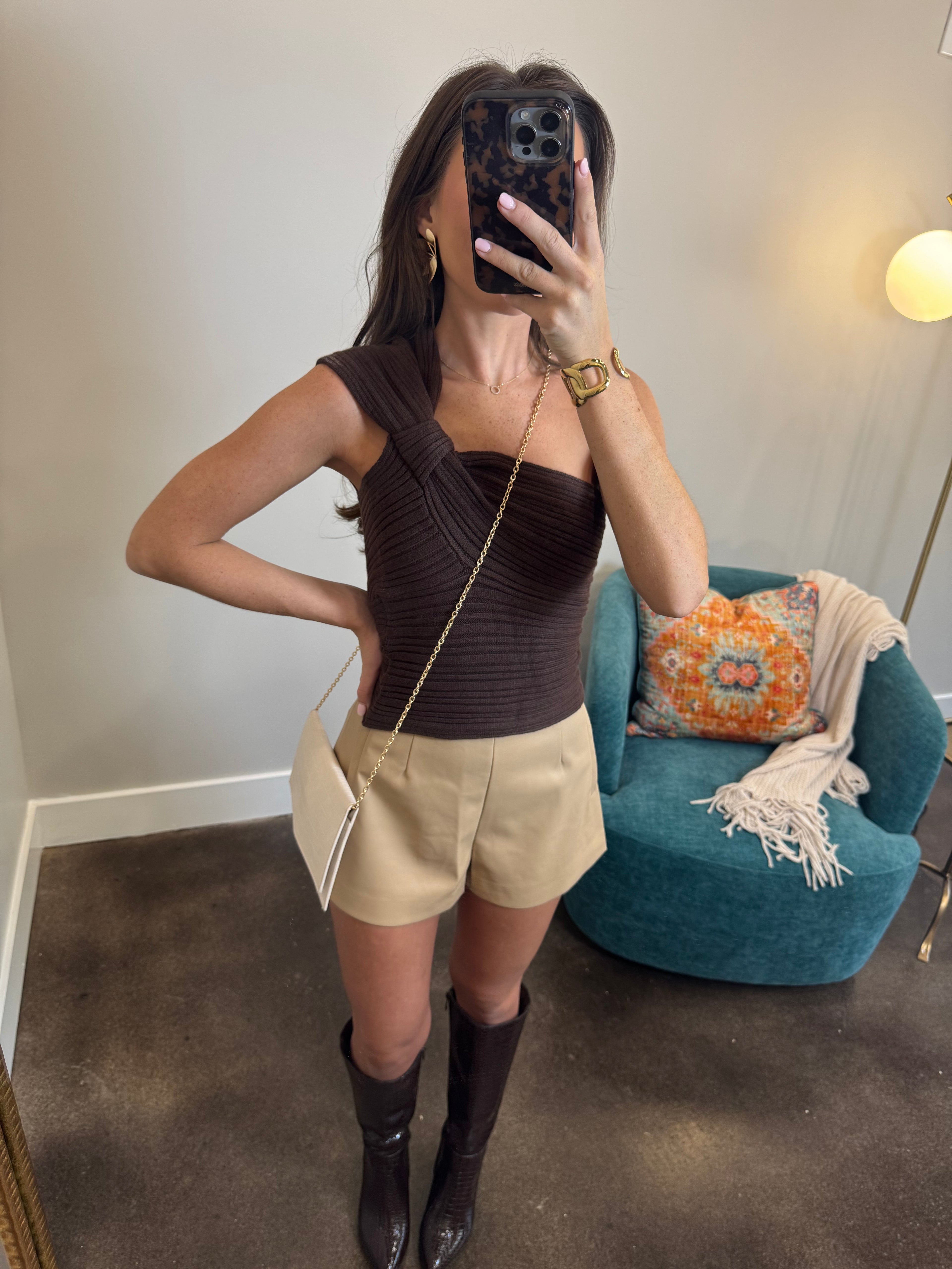 Leather Mocha Shorts