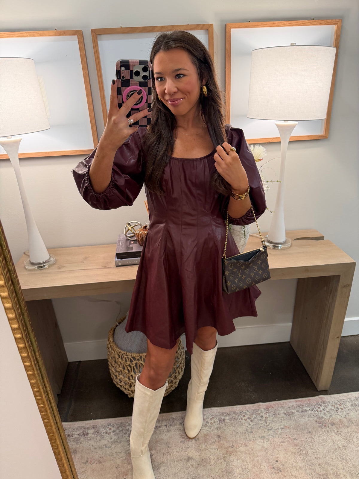 Leather Maroon Dress