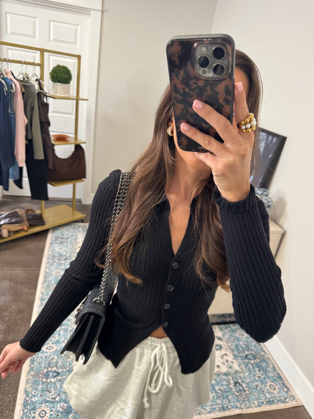 Black Sweater Button Down