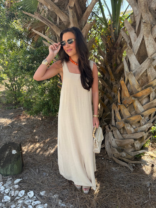 Tan Flowy Beach Dress