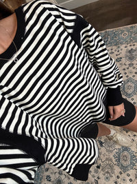 Karen Black & White Striped Top