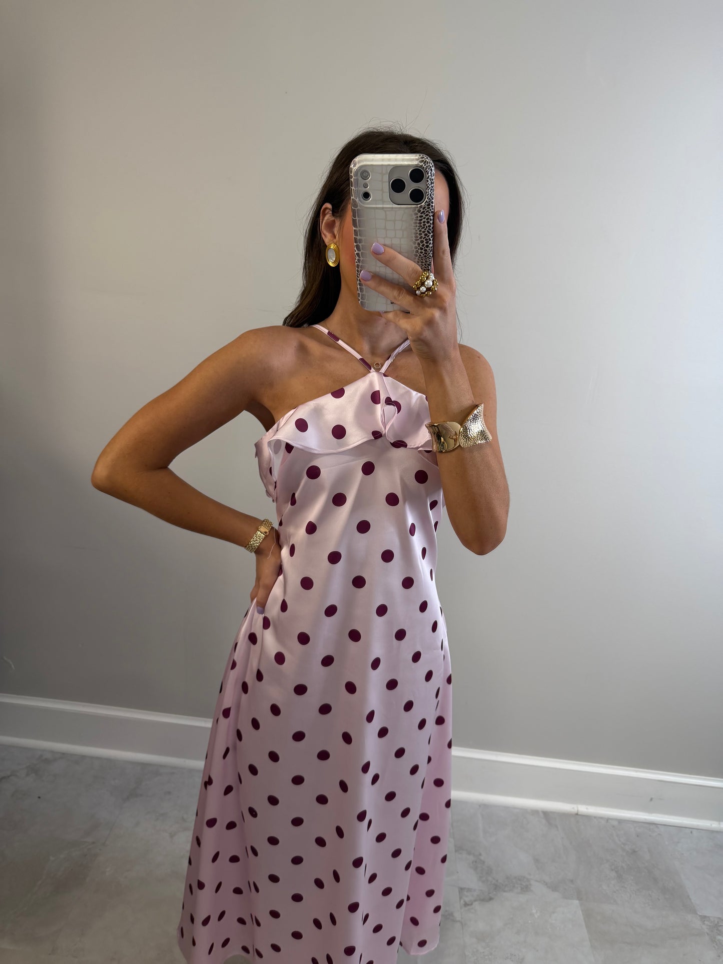 Satin Polka Dot Dress