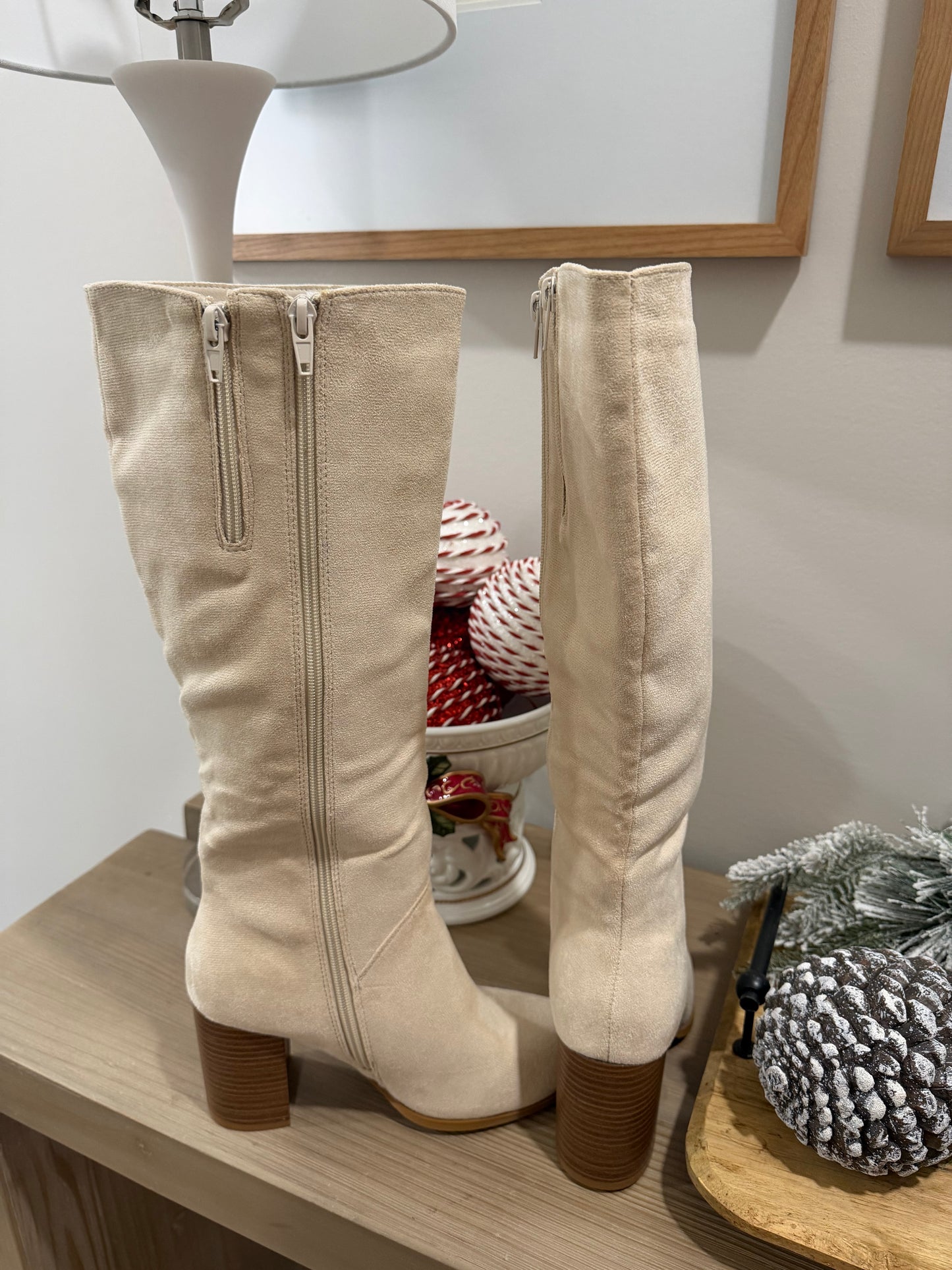 Suede Cream Boots
