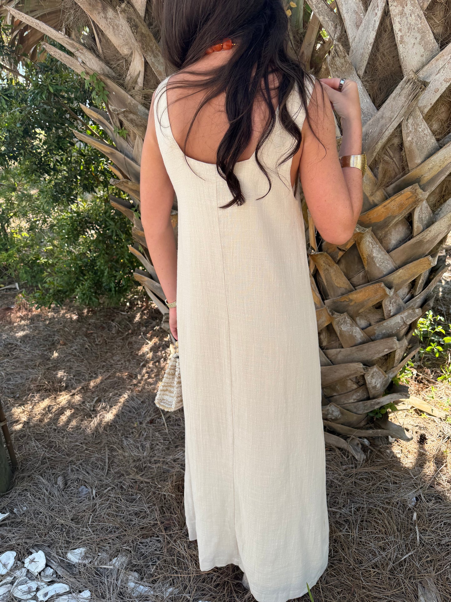 Tan Flowy Beach Dress