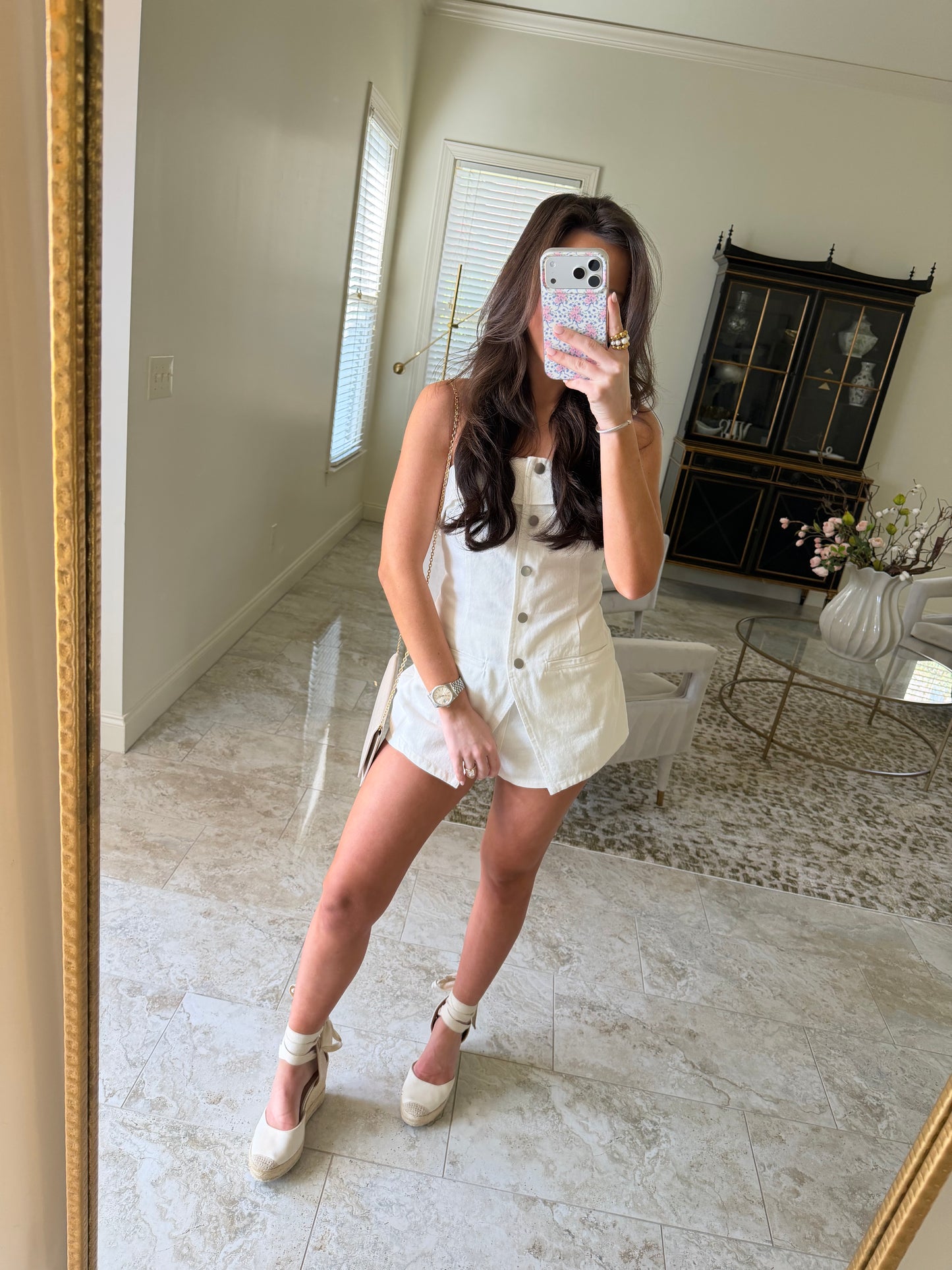 White Denim Romper