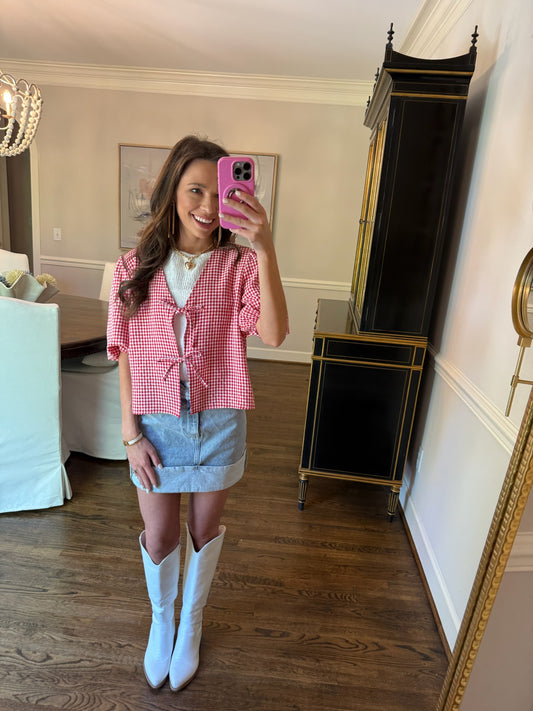 Red Kamryn Bow Top