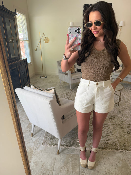 White Linen Shorts