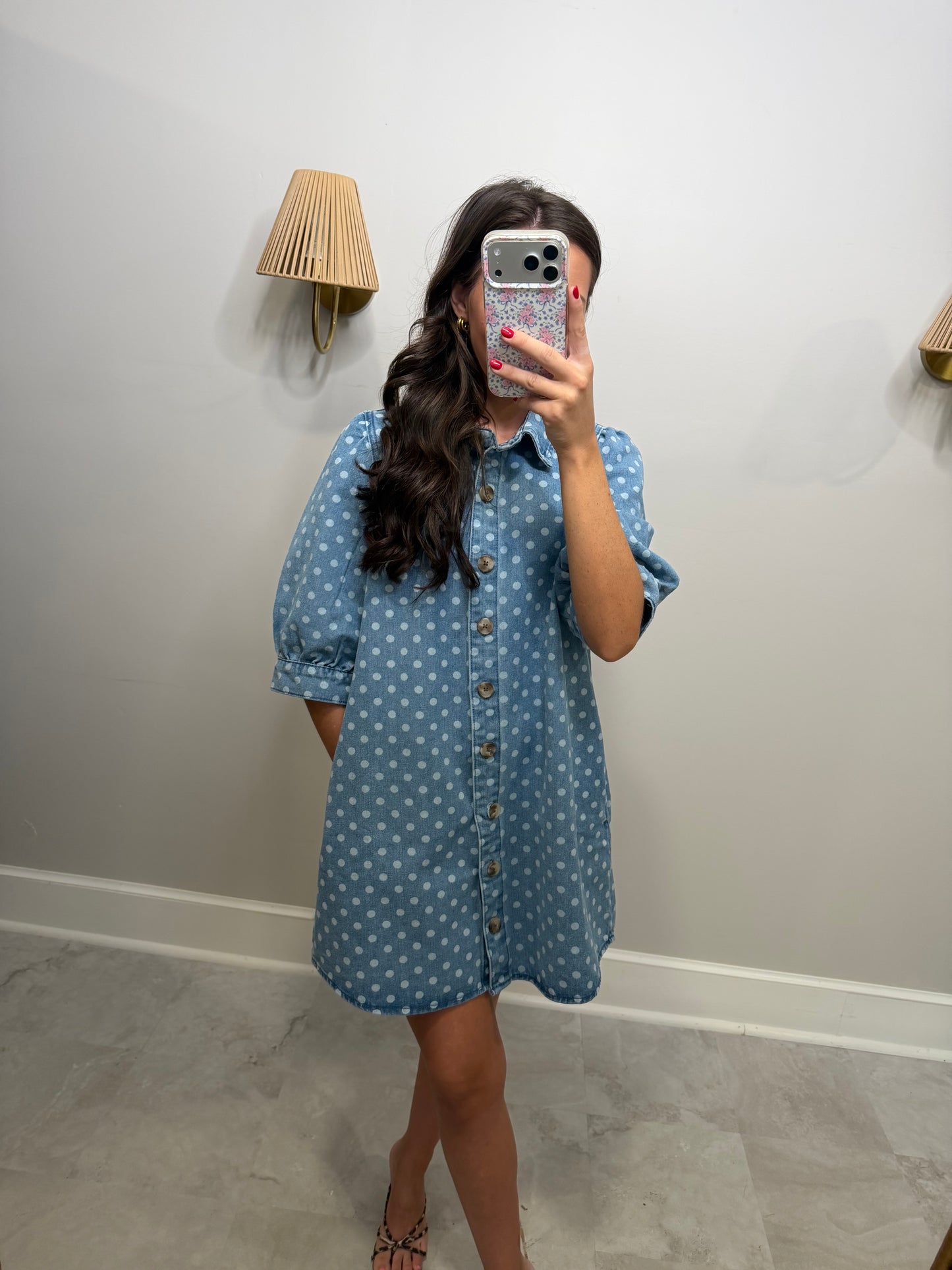 Polka Dot Denim Dress