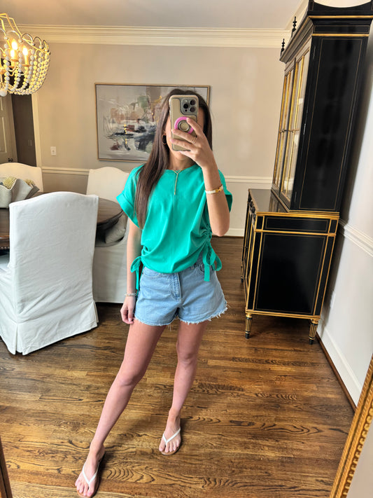 Emerald Bow Tie Top