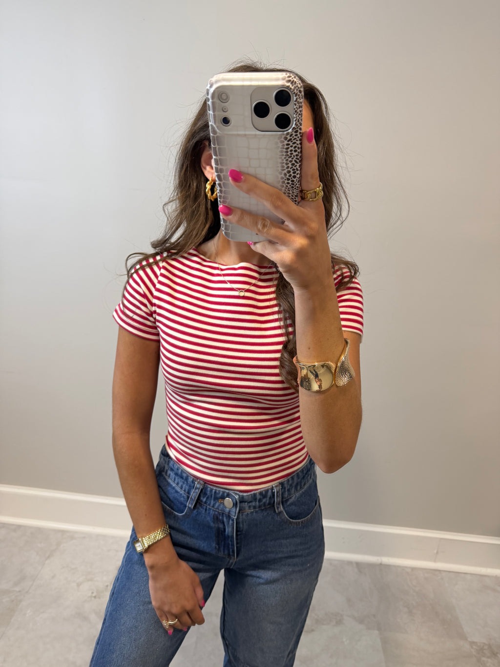 Red July Striped Top