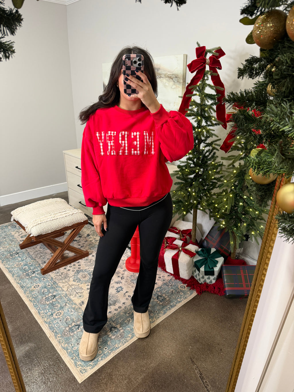 Merry Gingham Sweatshirt