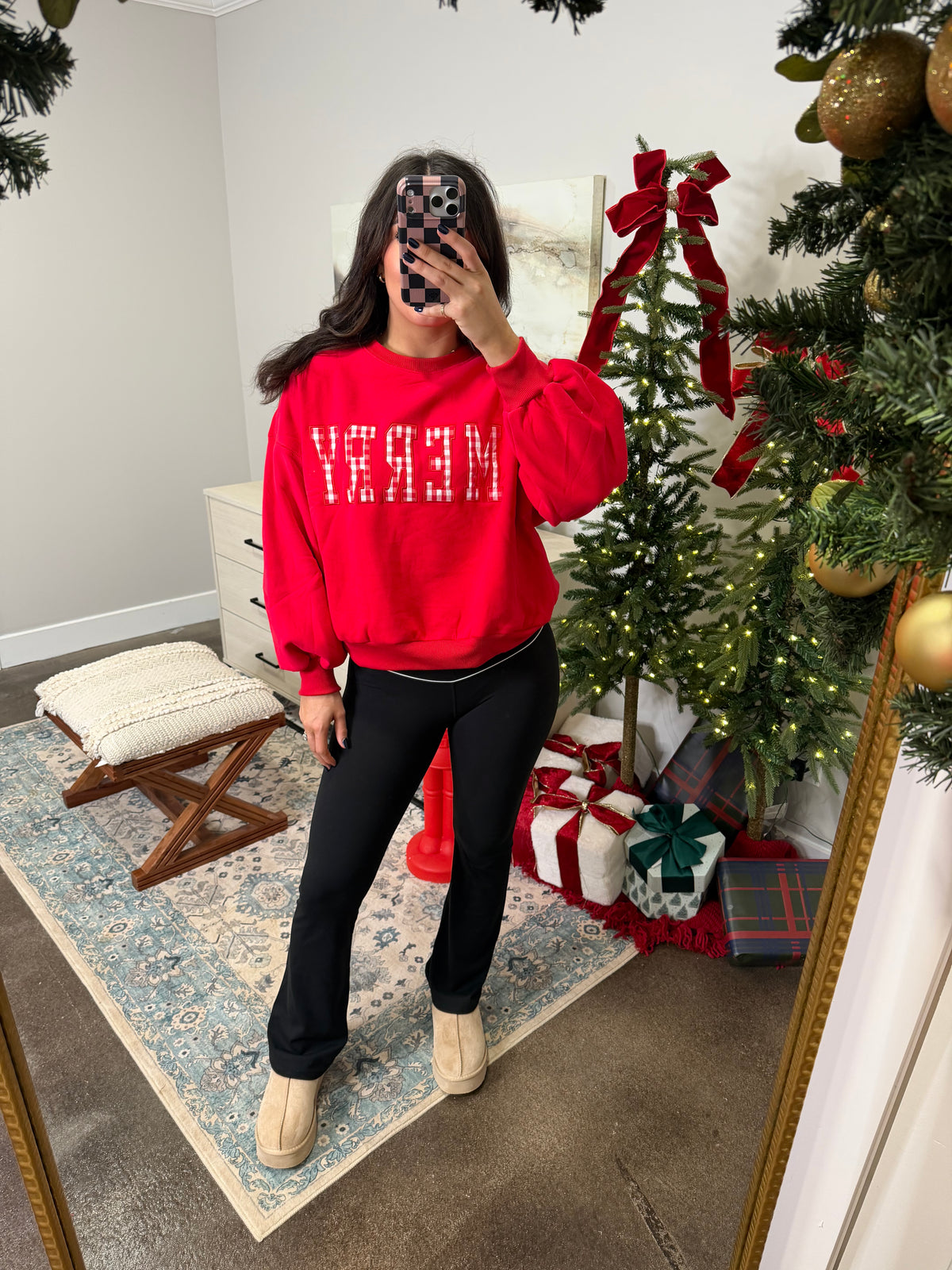 Merry Gingham Sweatshirt