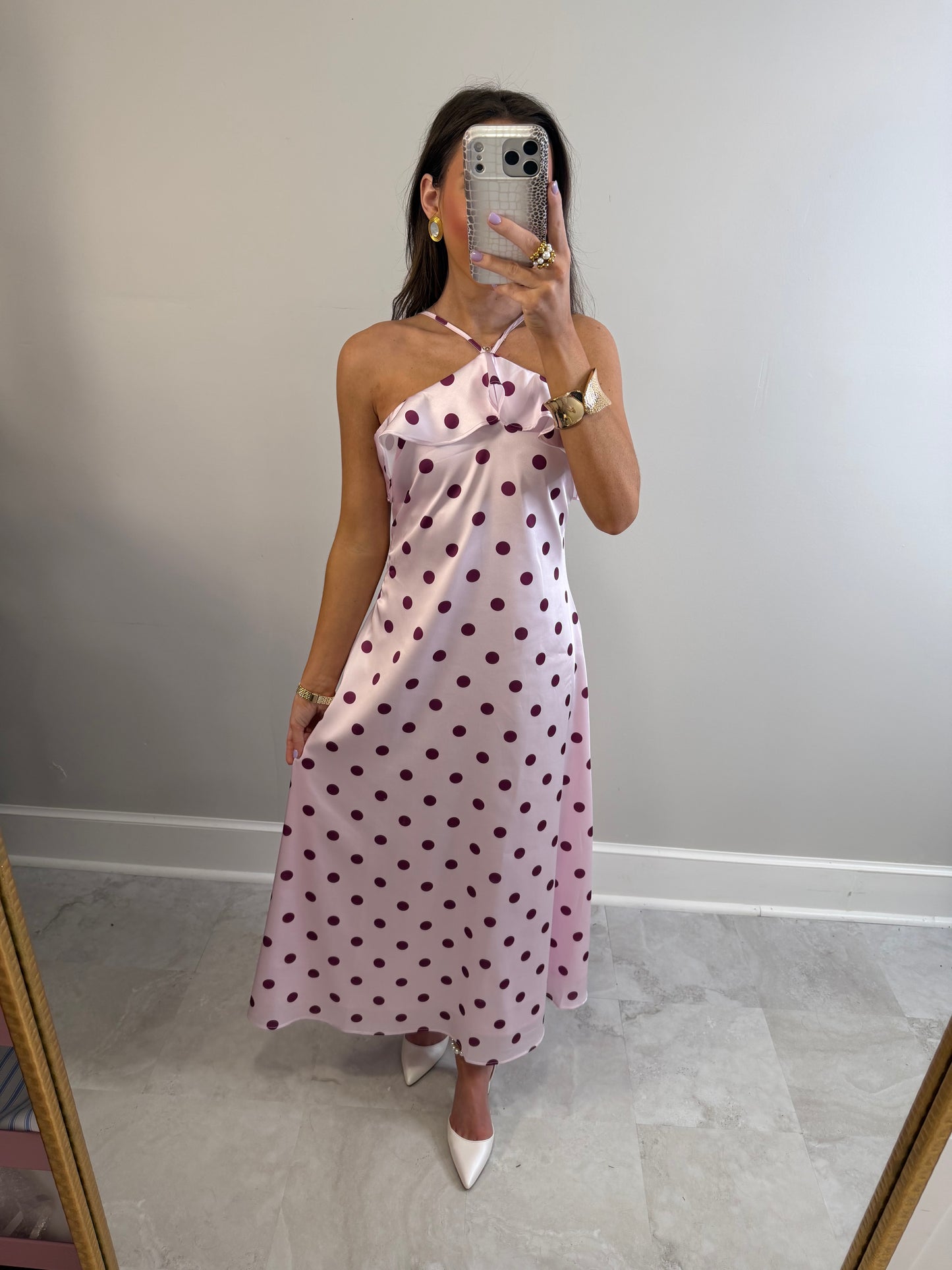 Satin Polka Dot Dress
