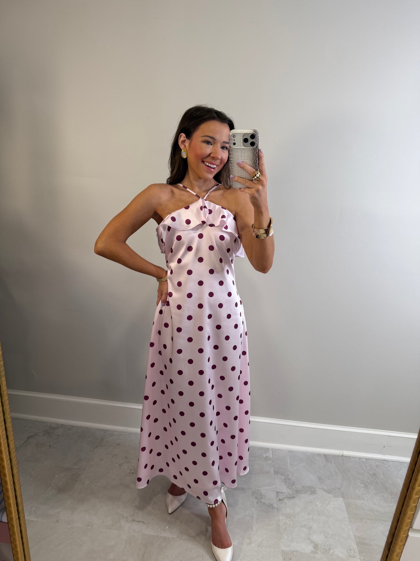 Satin Polka Dot Dress