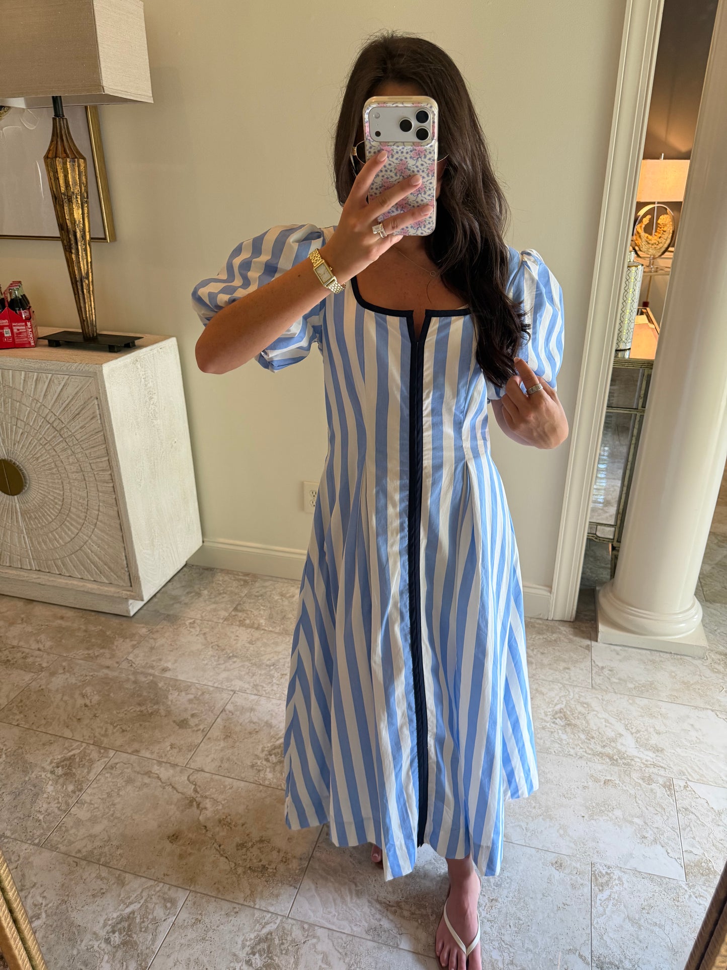 Catherine Striped Blue Dress