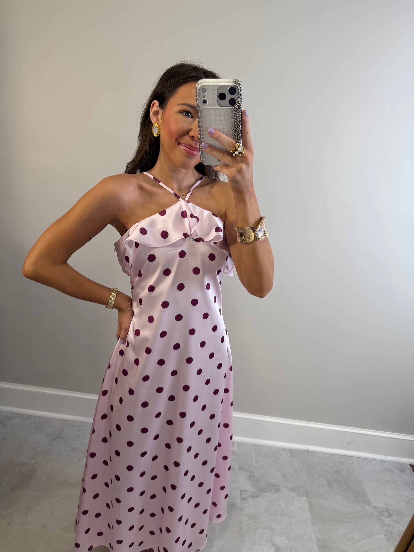 Satin Polka Dot Dress