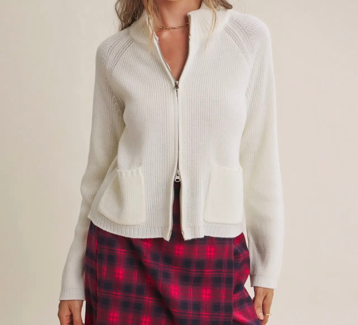 White Double Zip