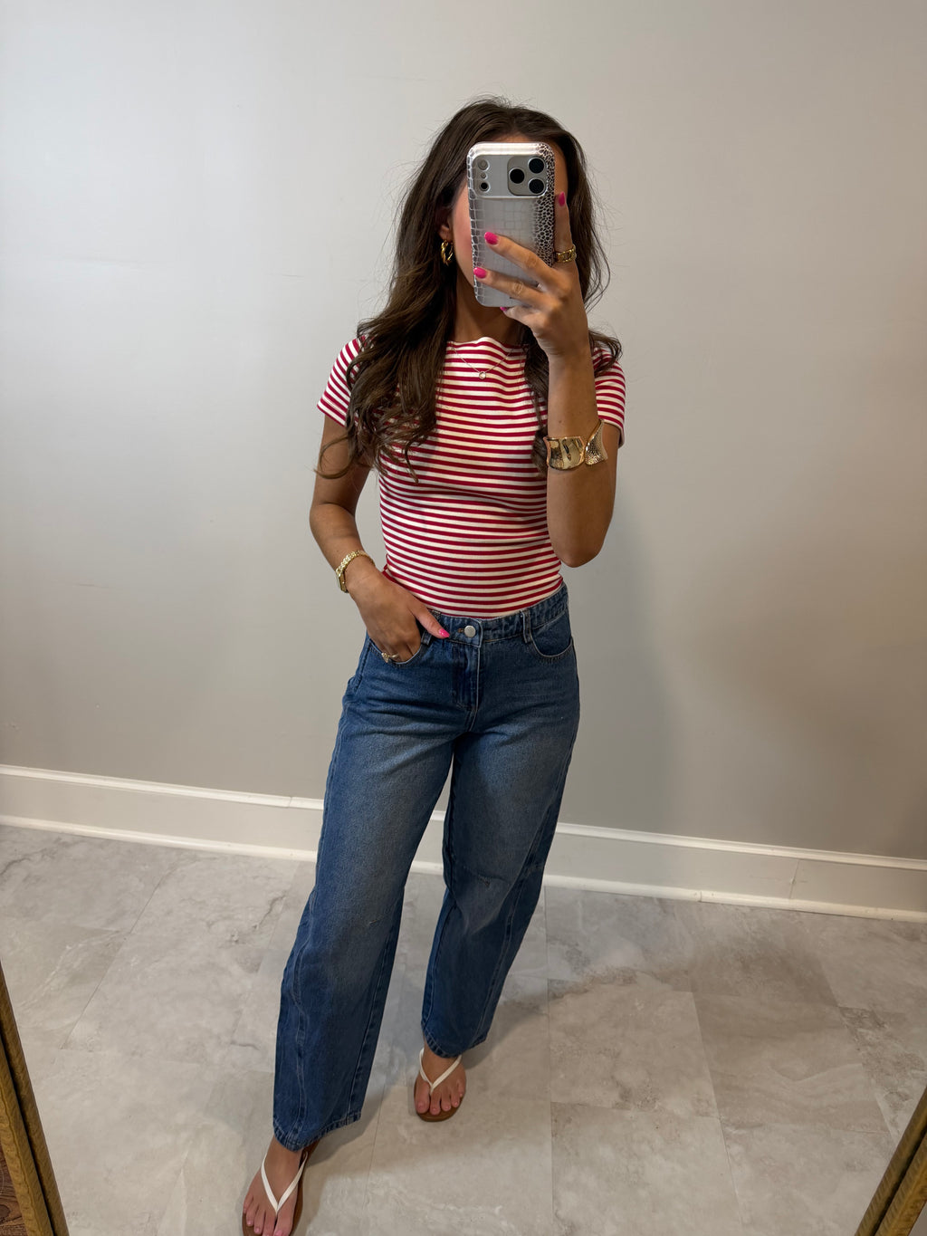 Red July Striped Top