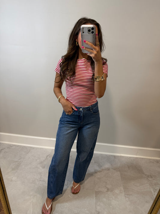 Red July Striped Top
