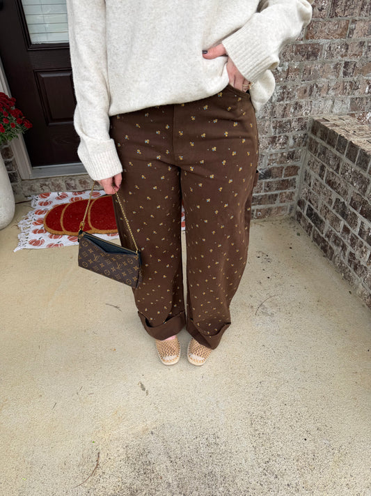 Dusty Floral Wide Leg Pants