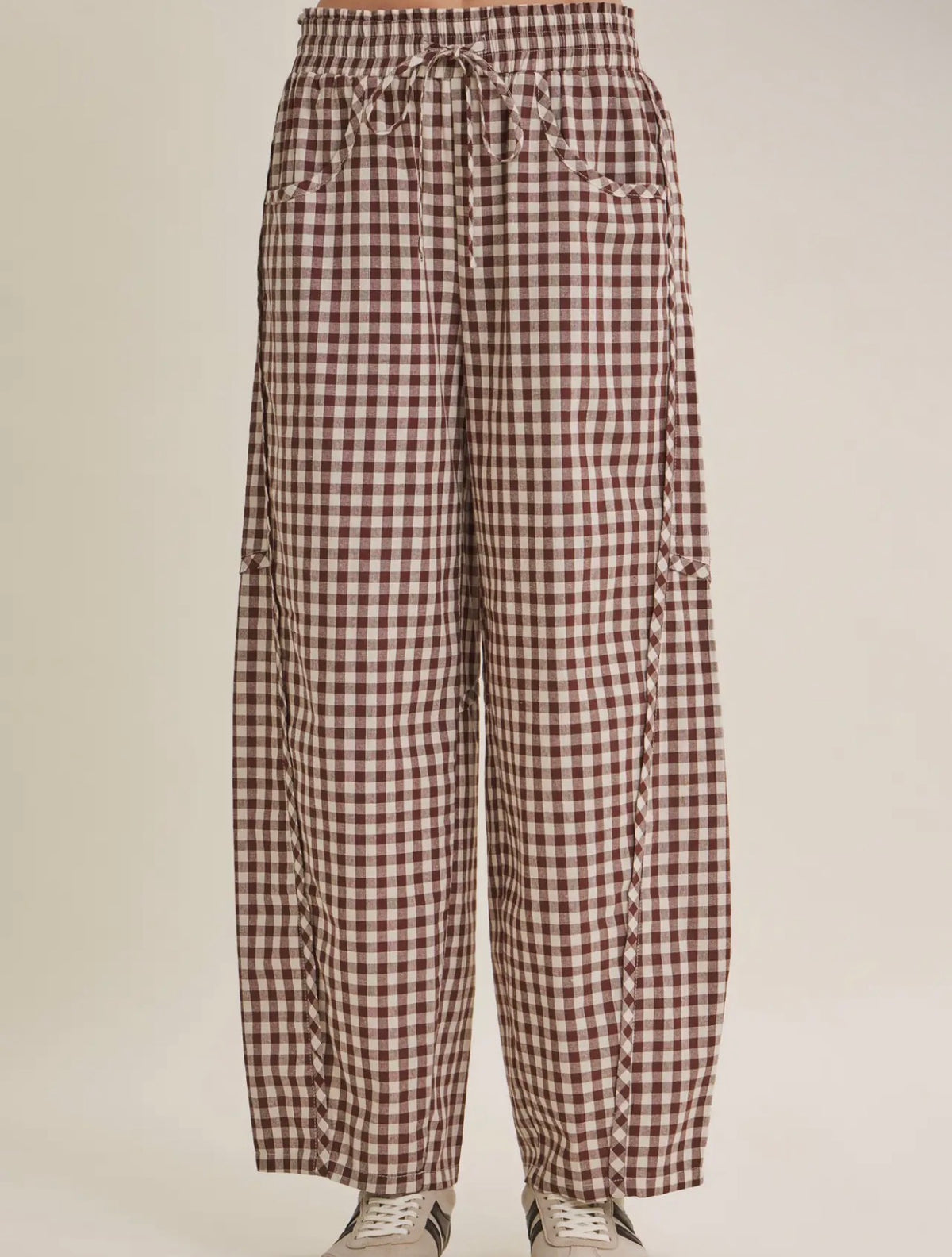 Mandy Gingham Cotton Barrel Pants
