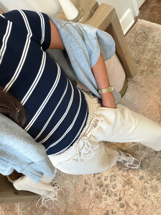 Navy Striped Babydoll Tee