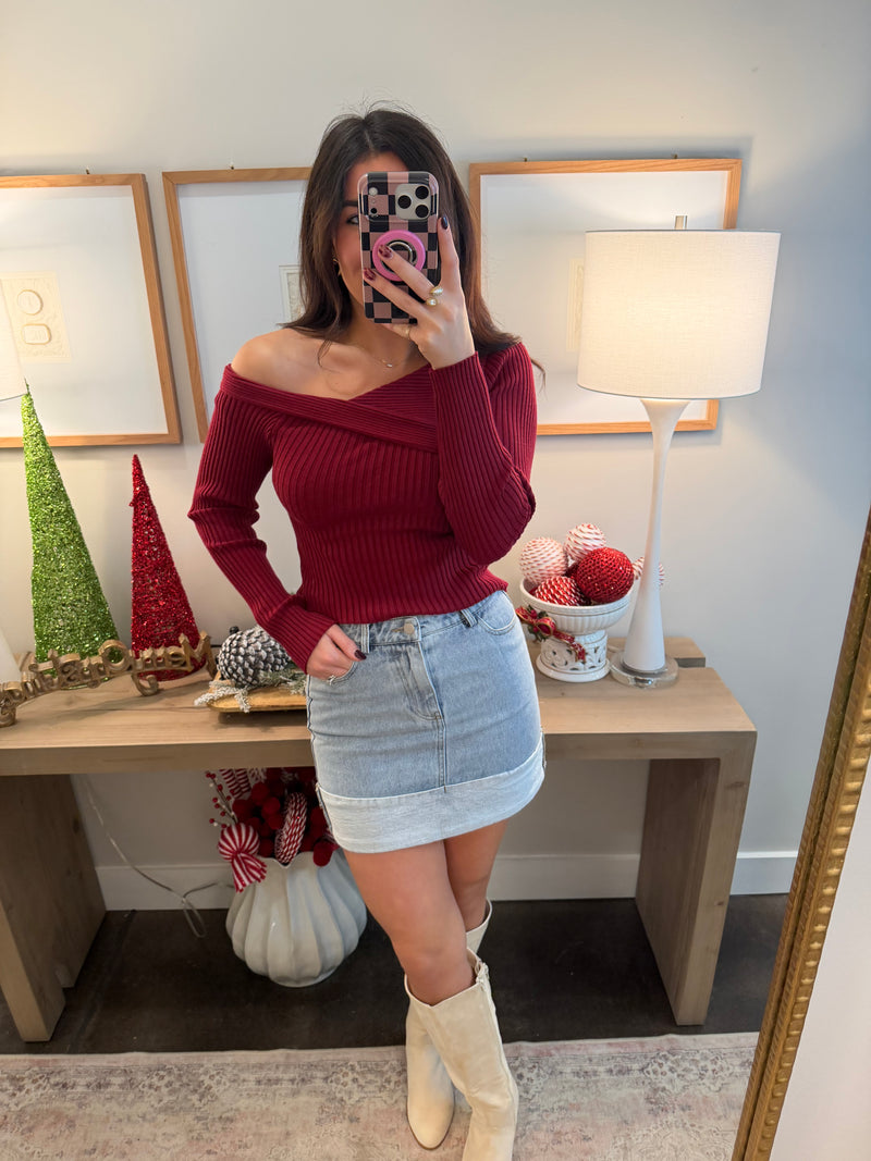 Red Ribbed Top