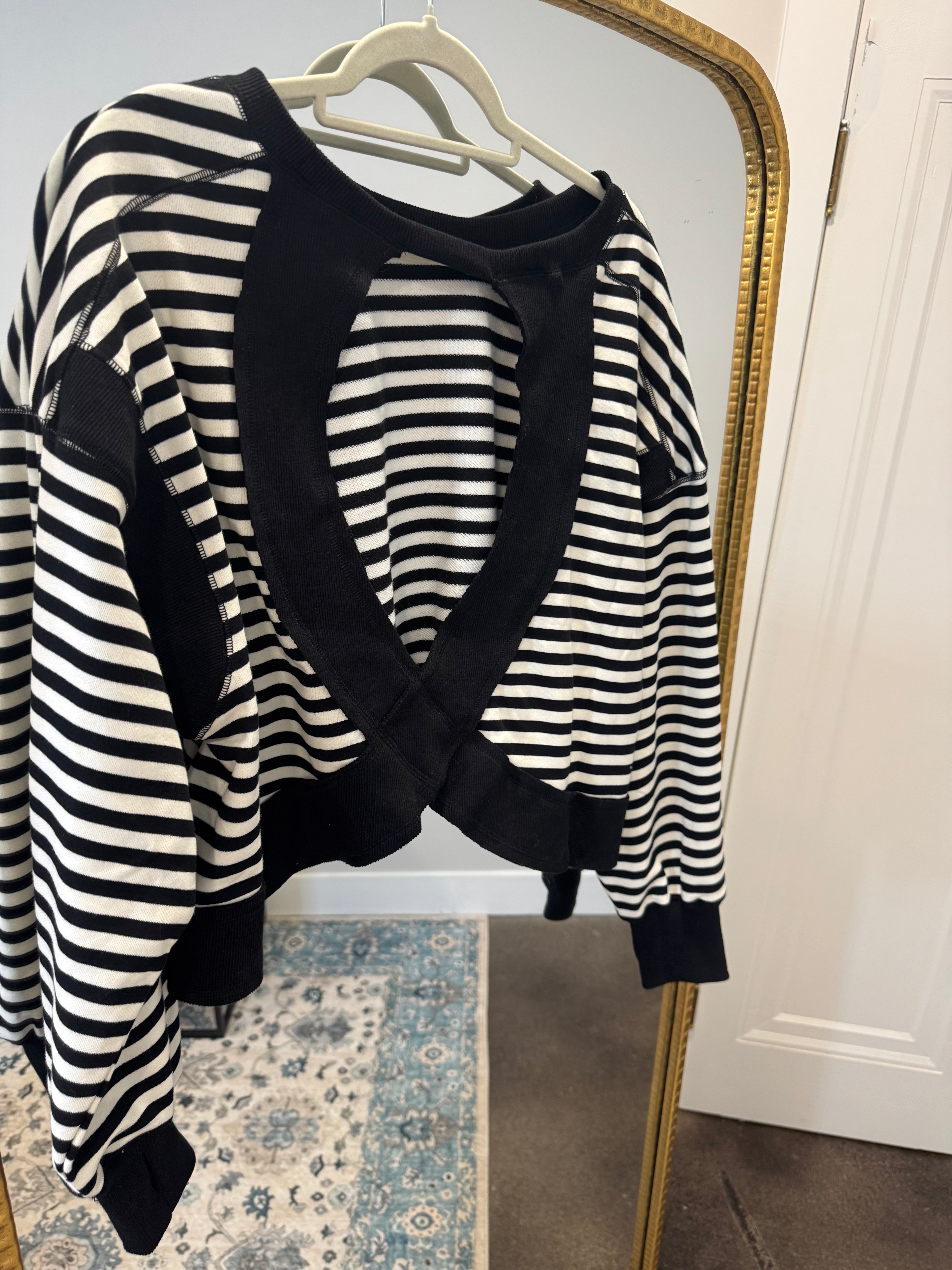 Karen Black & White Striped Top