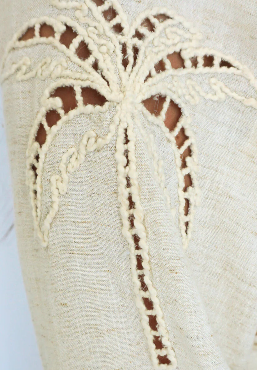 Palm Tree Oatmeal Linen ( One size fits most)