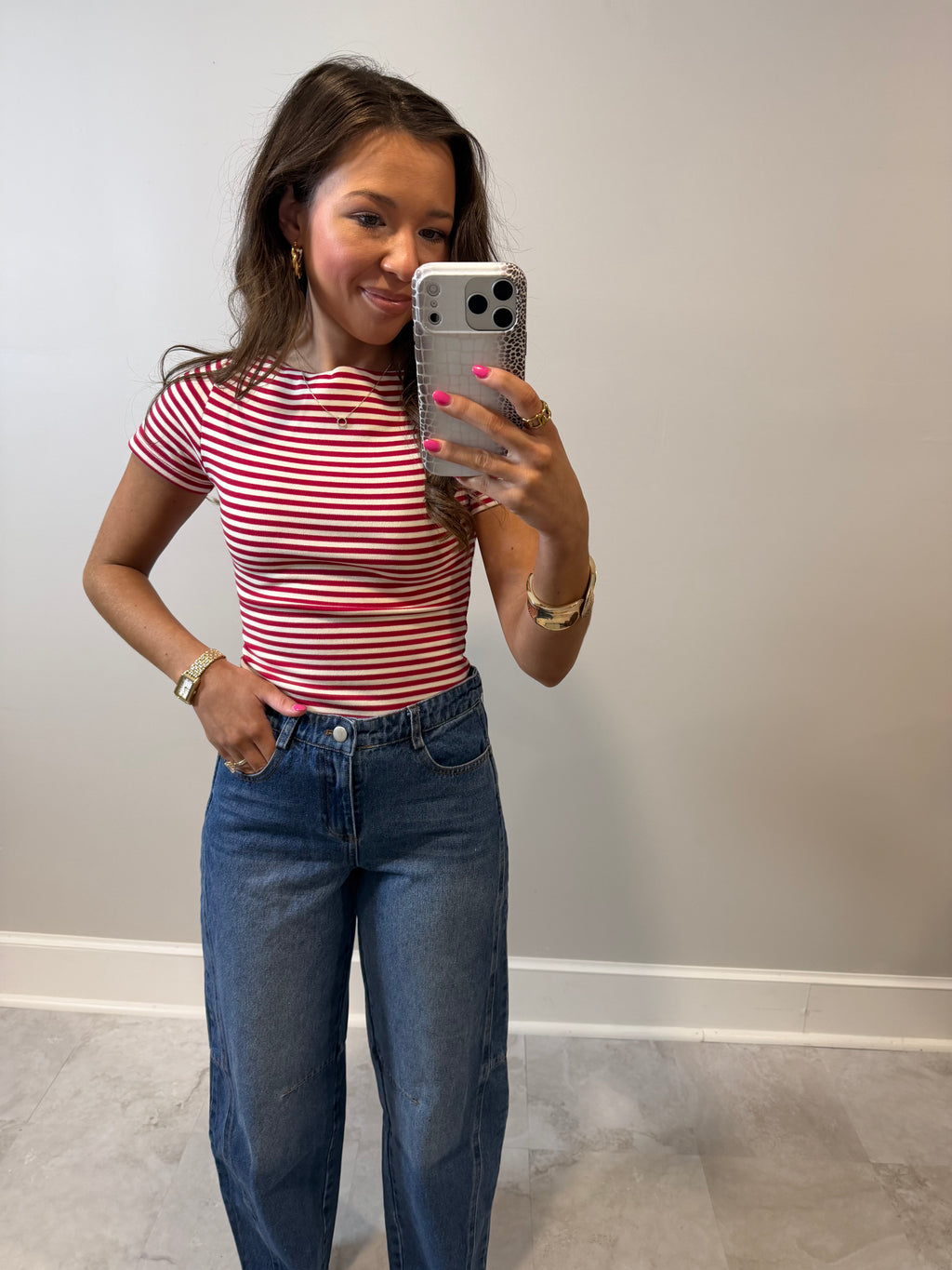 Red July Striped Top