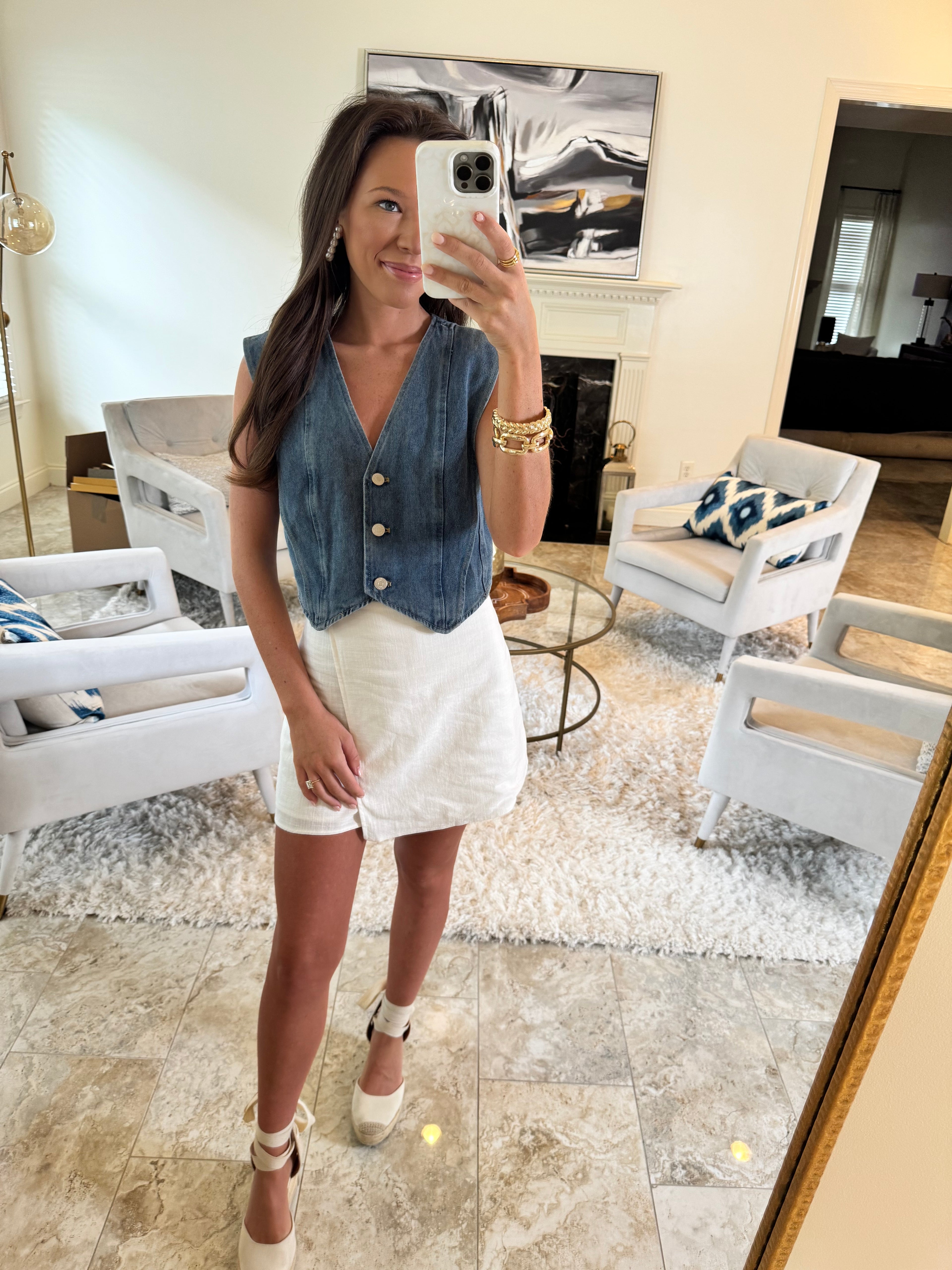 White Linen Skort
