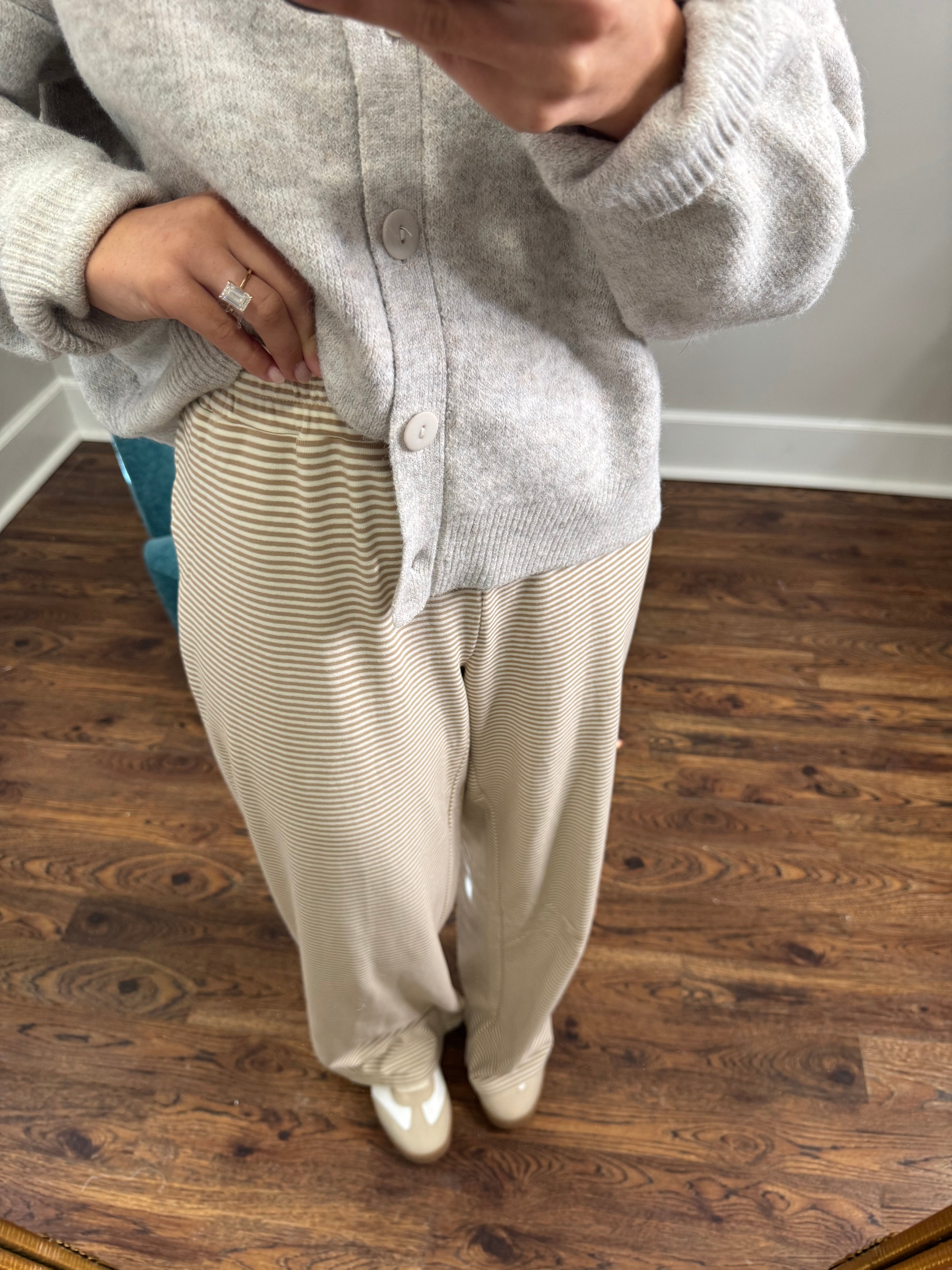 Tan Striped Lounge Pants