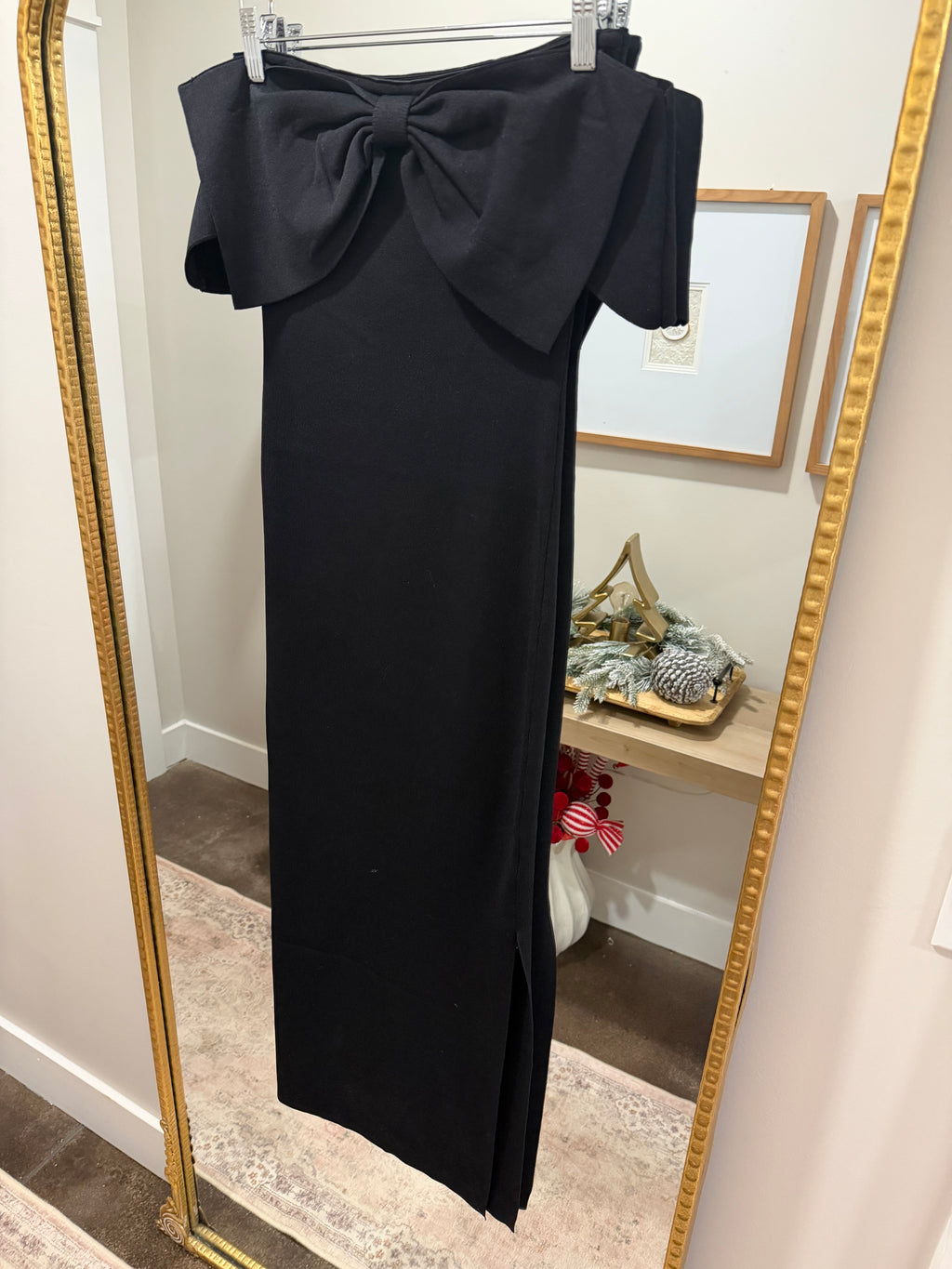 Black Bow Tie Midi Dress