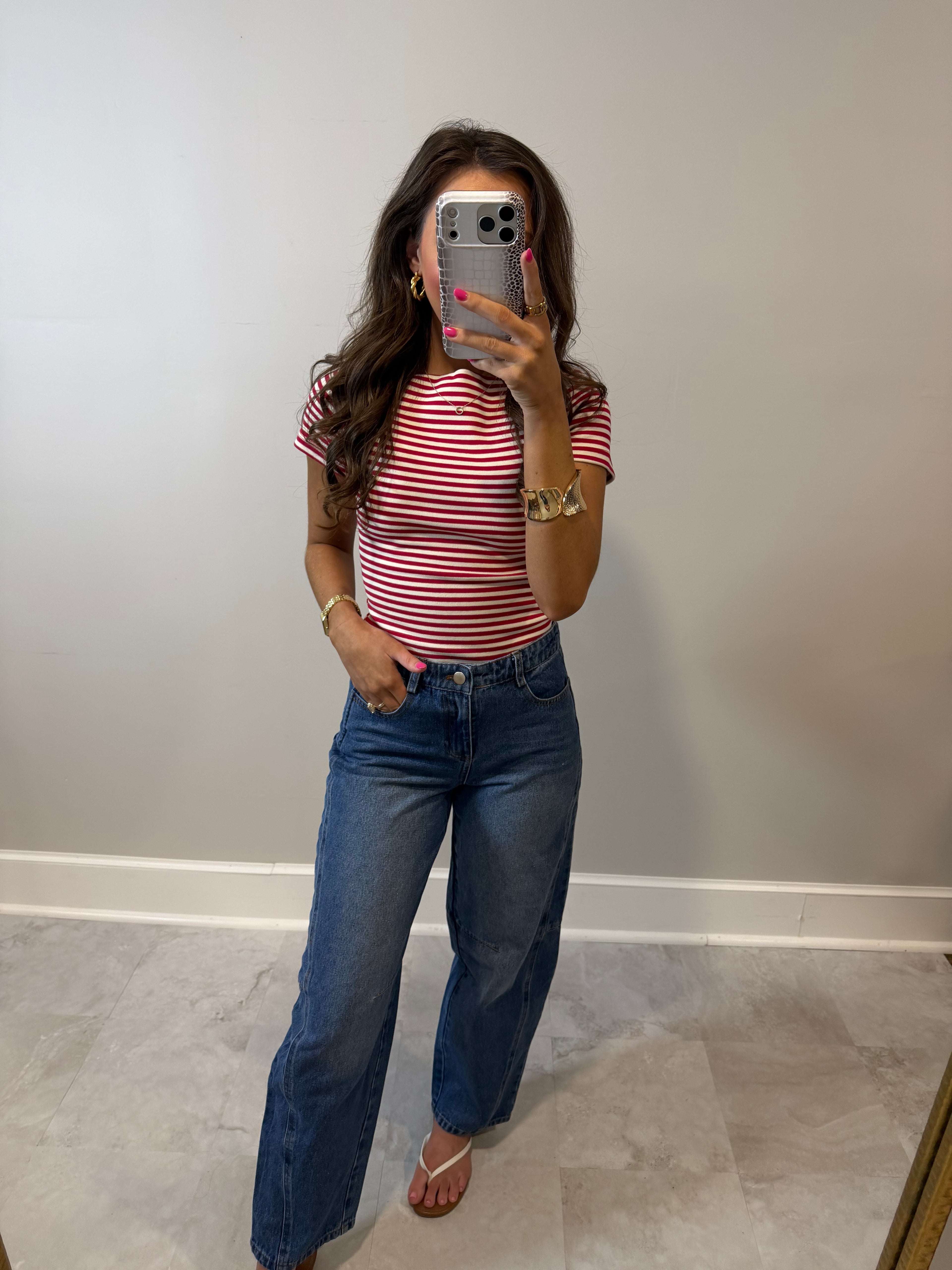 Red July Striped Top