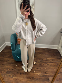Grey Mandy Button- Down Sweater