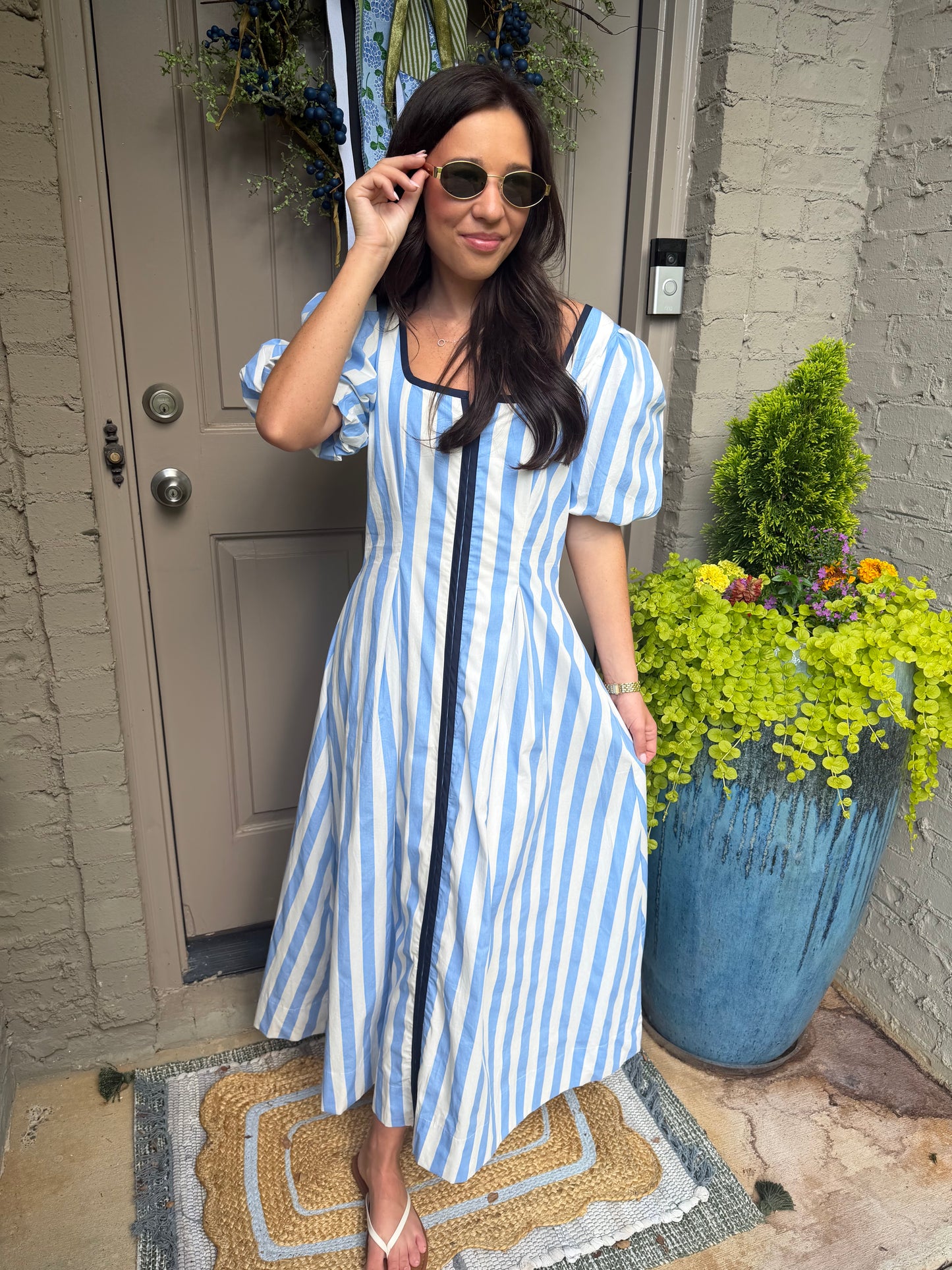 Catherine Striped Blue Dress