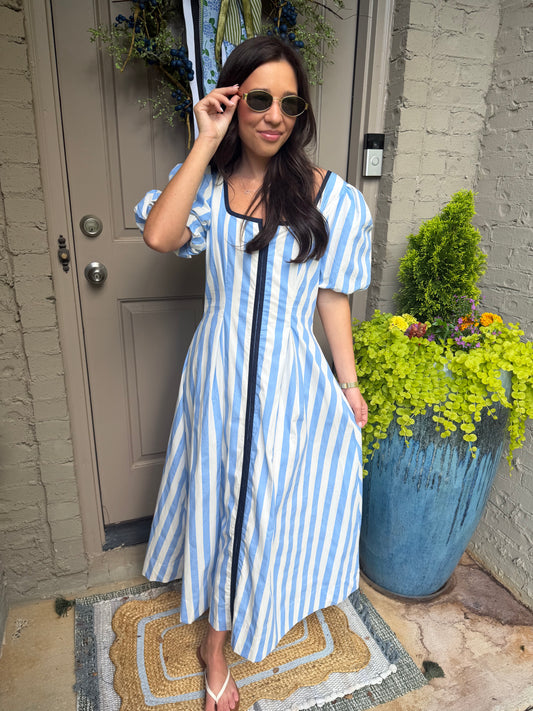 Catherine Striped Blue Dress