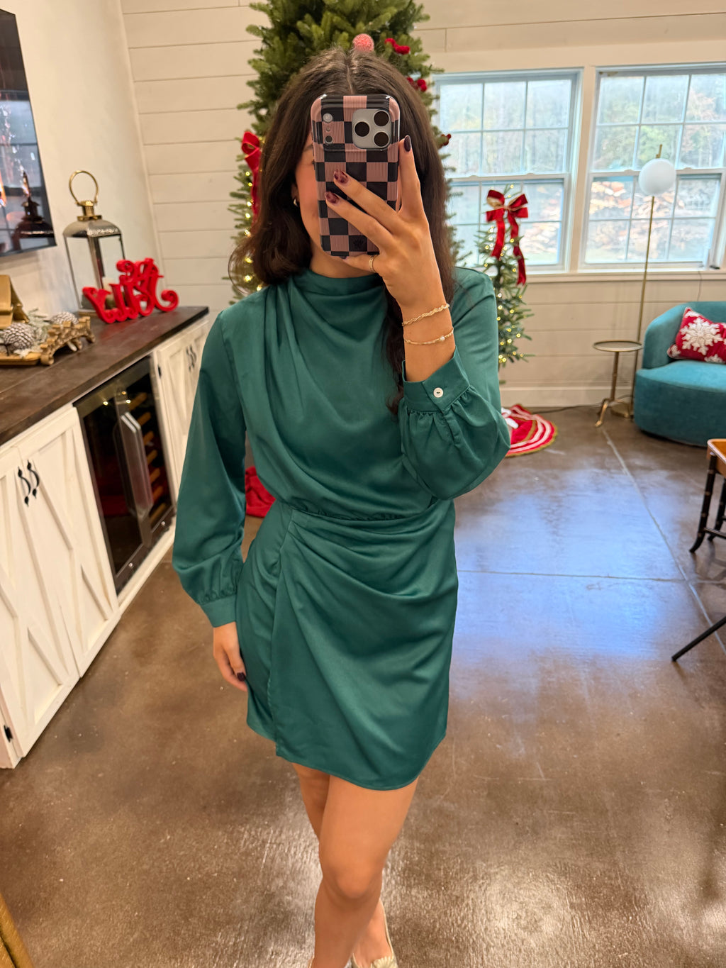 Green Satin Dress