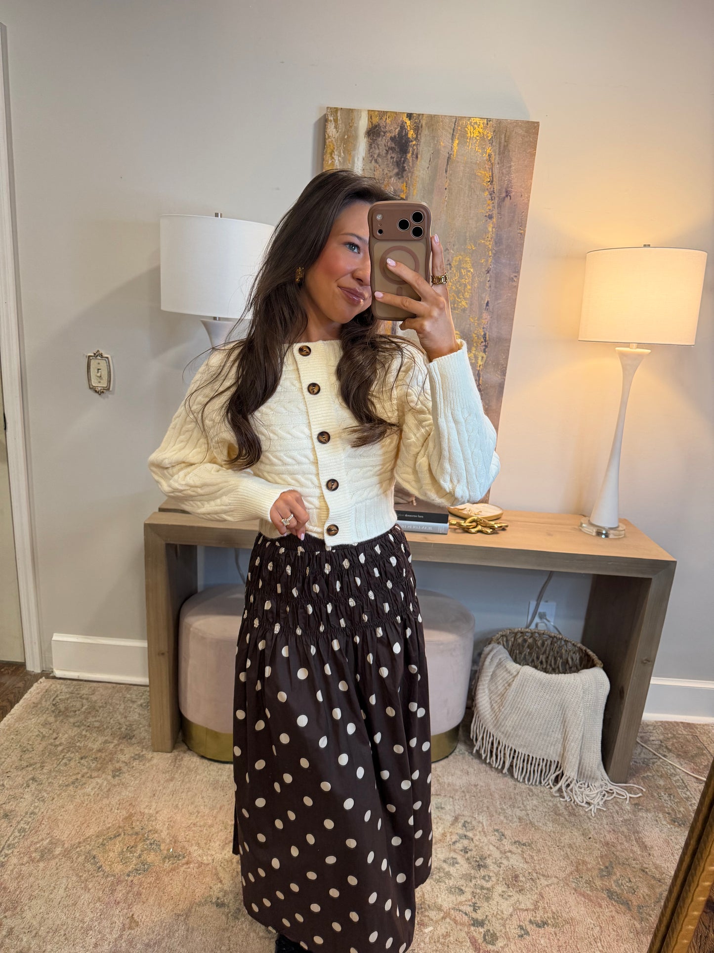 Mocha Polka Dot Skirt