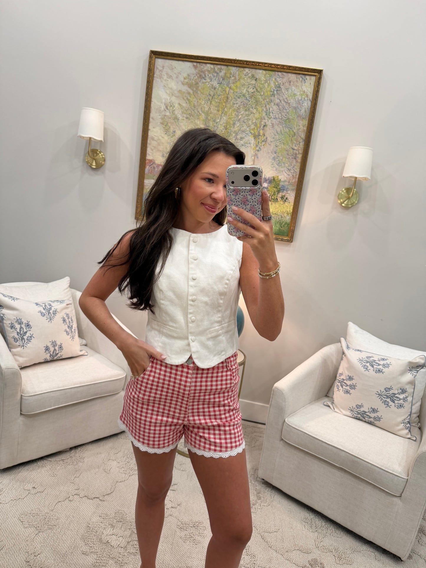 June Gingham Red Shorts